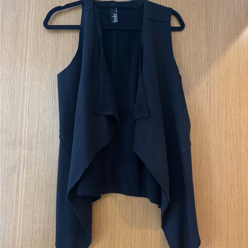 Bobi Black Draped Open Vest